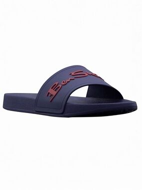 Ben Sherman Waterford Logo Slide Sandals Shower Shoes Mens Casual Blue Red 7 NEW